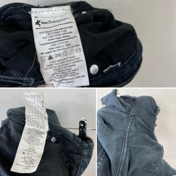 One Teaspoon Trashed Freebirds Jeans Fox Black Ripped Low Rise Distressed Y2K 24 - Picture 16 of 16